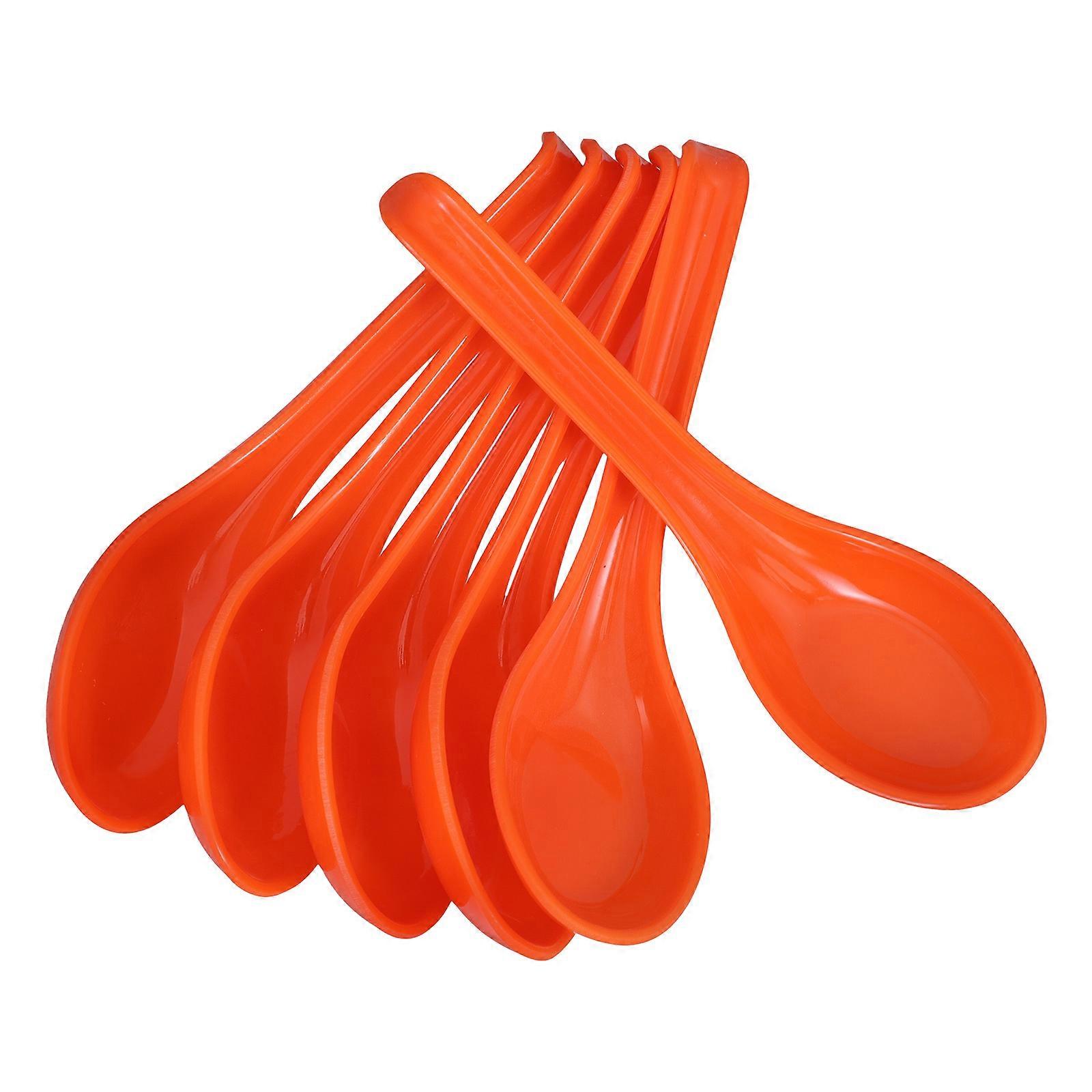 Orange Plastic Soup Ladle with Comfortable Handle for Kitchen Use 6 Pieces