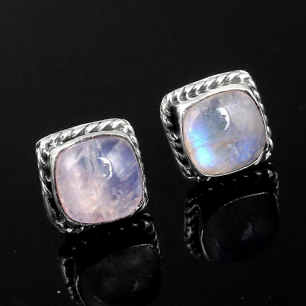 Pierre de lune naturelle Pierre précieuse Argent sterling 925 Boucle d’oreille