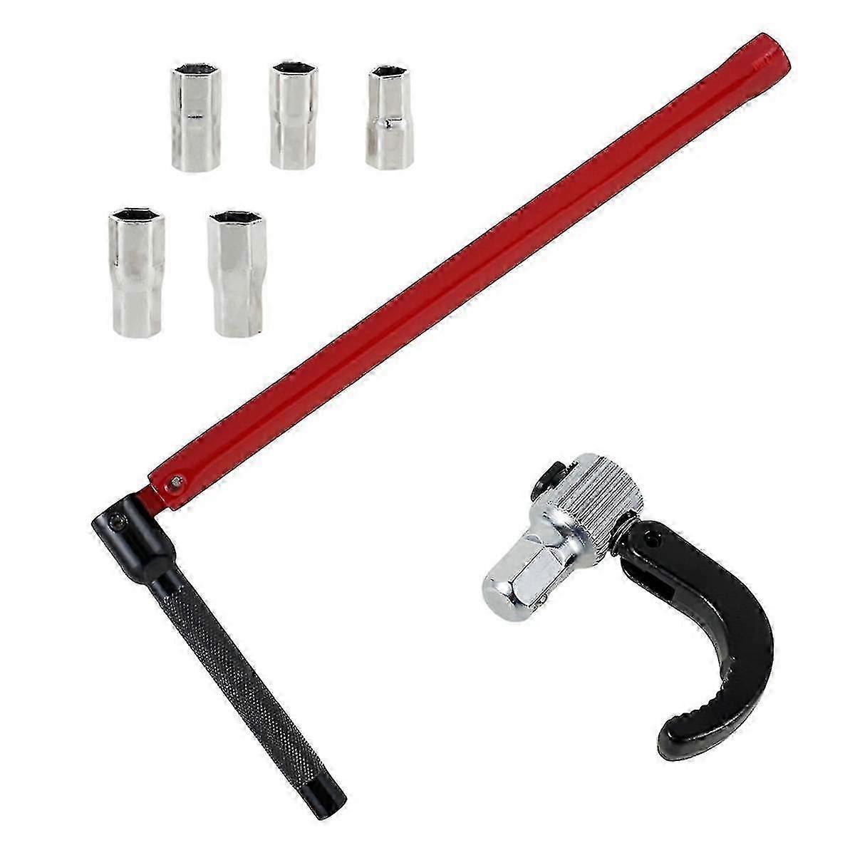 Faucet Wrench Carbon Steel Plumber Socket Wrench with 5 Sockets and 1 Chuck Tap Back Nut Wrench Kit