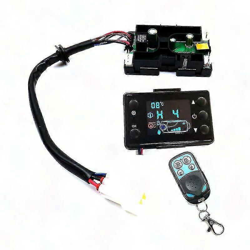2024 12V Car Heater LCD Switch Controller with Remote for Diesel Parking Heater - Black