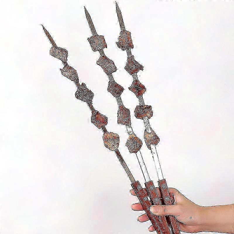 سيخ شواء ، أسياخ تركية بمقابض خشبية ، أسياخ كباب من الفولاذ المقاوم للصدأ ، لكباب كوبيدة ، شواء على الطريقة التركية