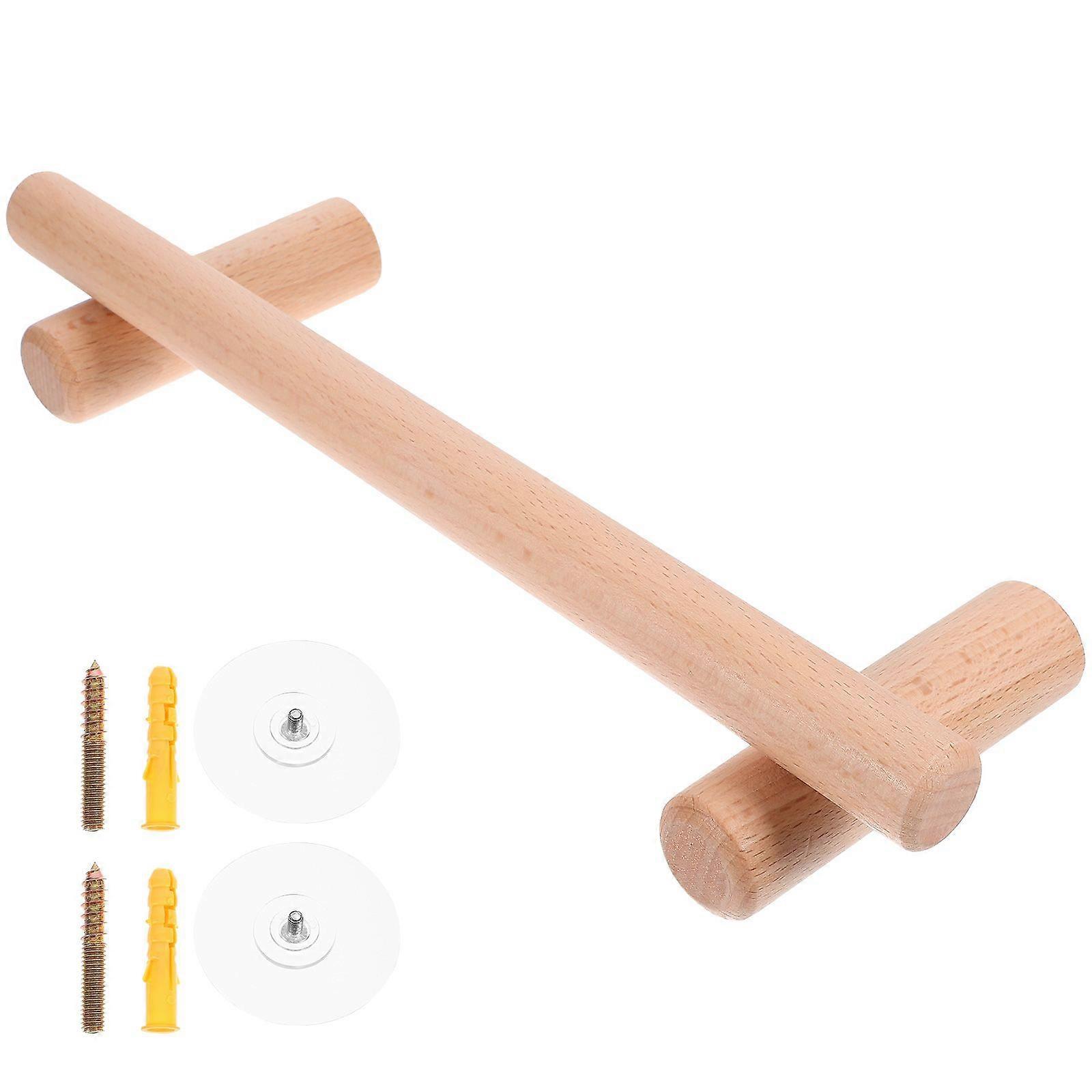 1pc Simple Towel Rack Wooden Single Towel Bar No Punch Storage Rack Towel Hanger for Bathromm Kitchen Home (30CM)