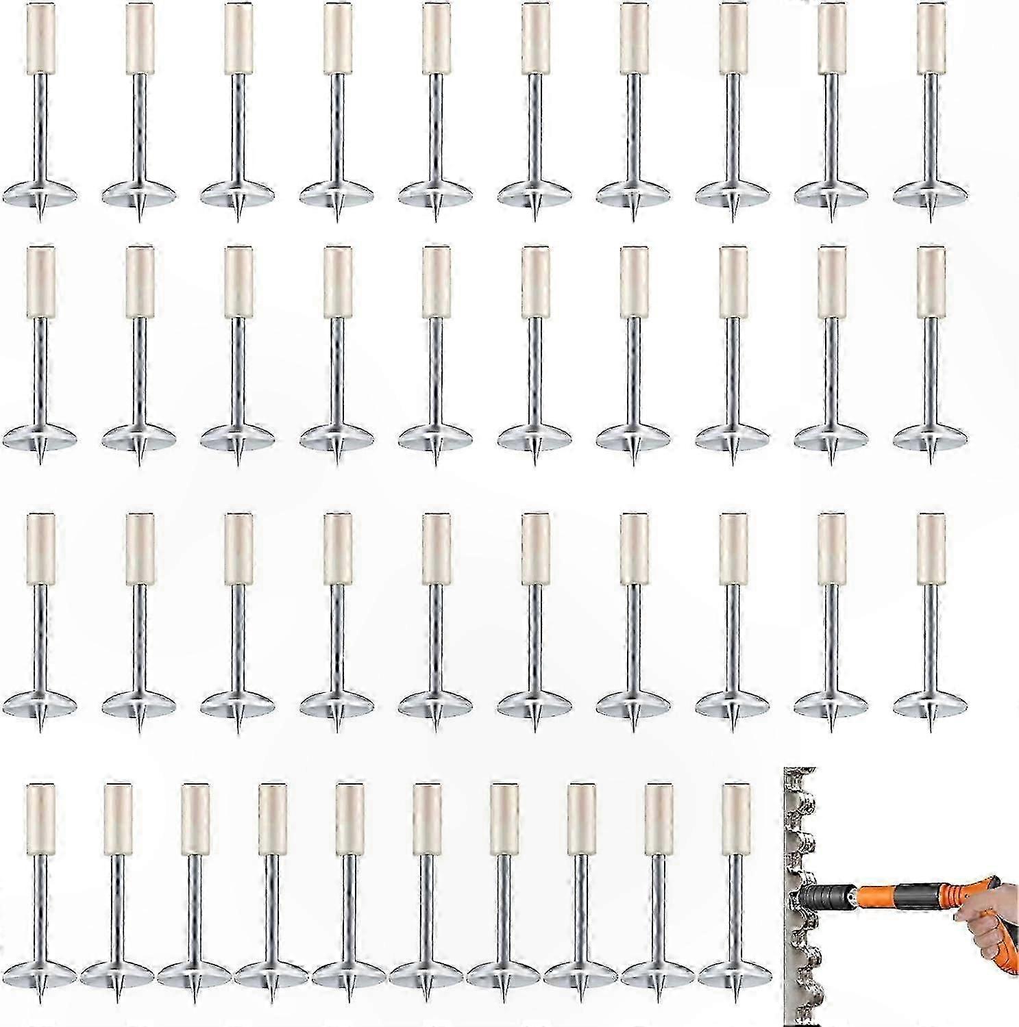 40 Pcs Round Head Nails for Manual Nail Gun, Wall and Ceiling Fastening Tool for Wire Hiding and Installation Use