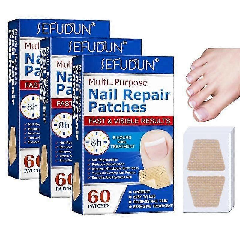 3X足指爪真菌治療ステッカー、60個のネイル修理パッチ治療