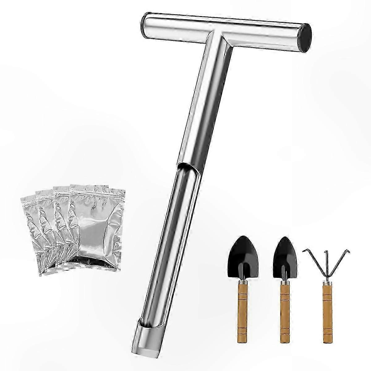 Soil Sample Probe, 12 Inch T-Style Handle Soil Probe Rod for Lawn Farm Golf Course, Soil Probes for Soil Sampling