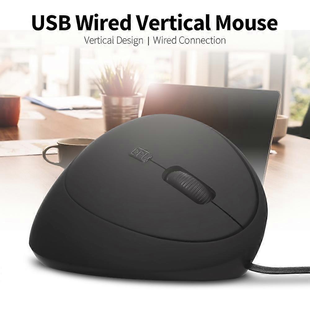 Wired Optical Mouse Vertical Mouse USB Wired Office Mouse 6 Keys Ergonomic Mice with 3 Adjustable Moving speed for PC Laptop Black