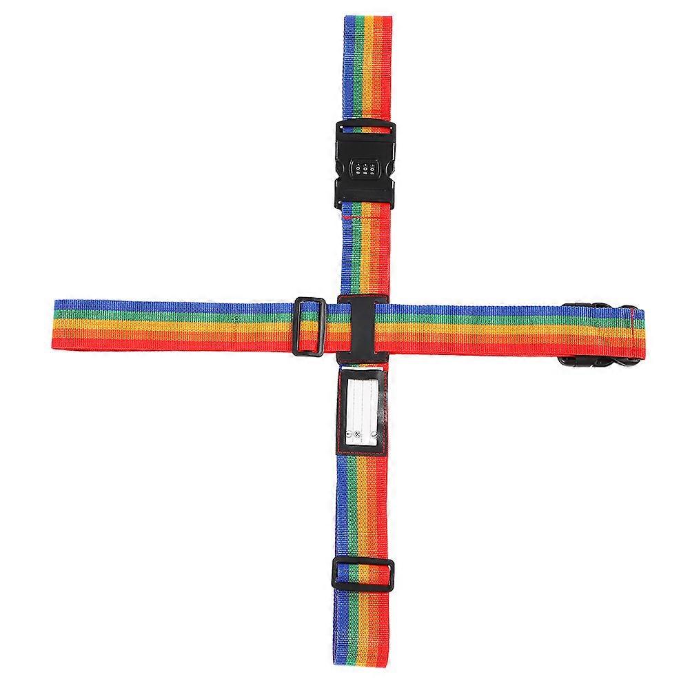 1 Pair Adjustable Nylon Cross Luggage Strap Travel Suitcase Coded Lock Packing Belt Multicolour