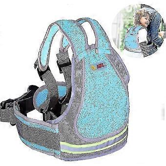 Children's Motorcycle Safety Harness With 4 In 1 Buckle, Breathable Material Children's Motorcycle Safety Belt With Reflective Materialsummer Blue
