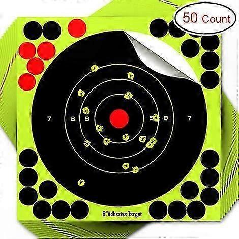 Fluorescent Yellow Adhesive Shooting Targets with Reactive Splash 203x203mm (50 Pack)