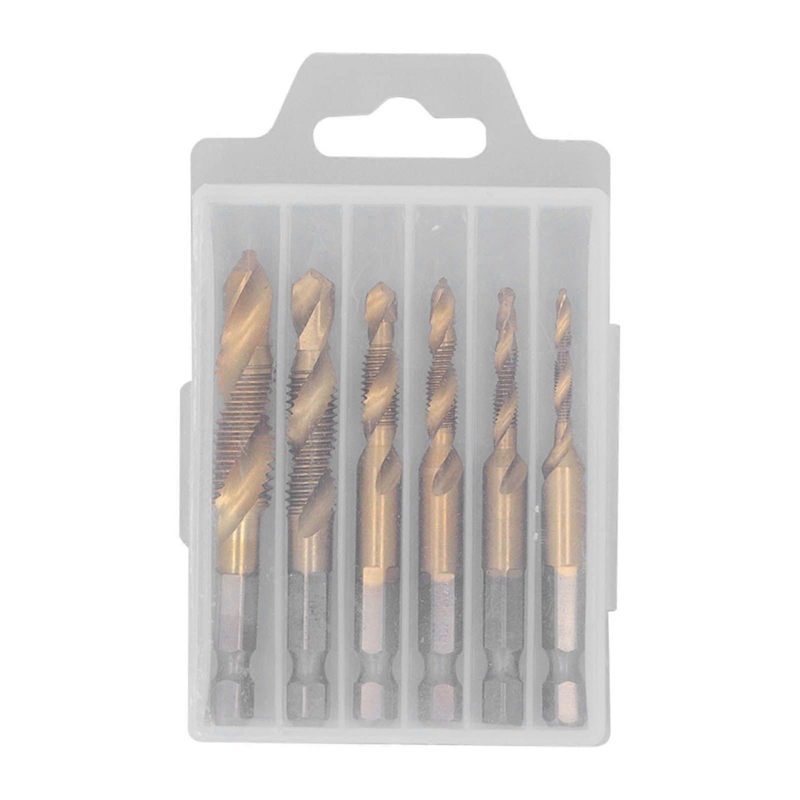 6Pcs Threaded Drill Taps HHS Fine Thread Wear Resistance Screw Drill Tap for Drilling Tapping