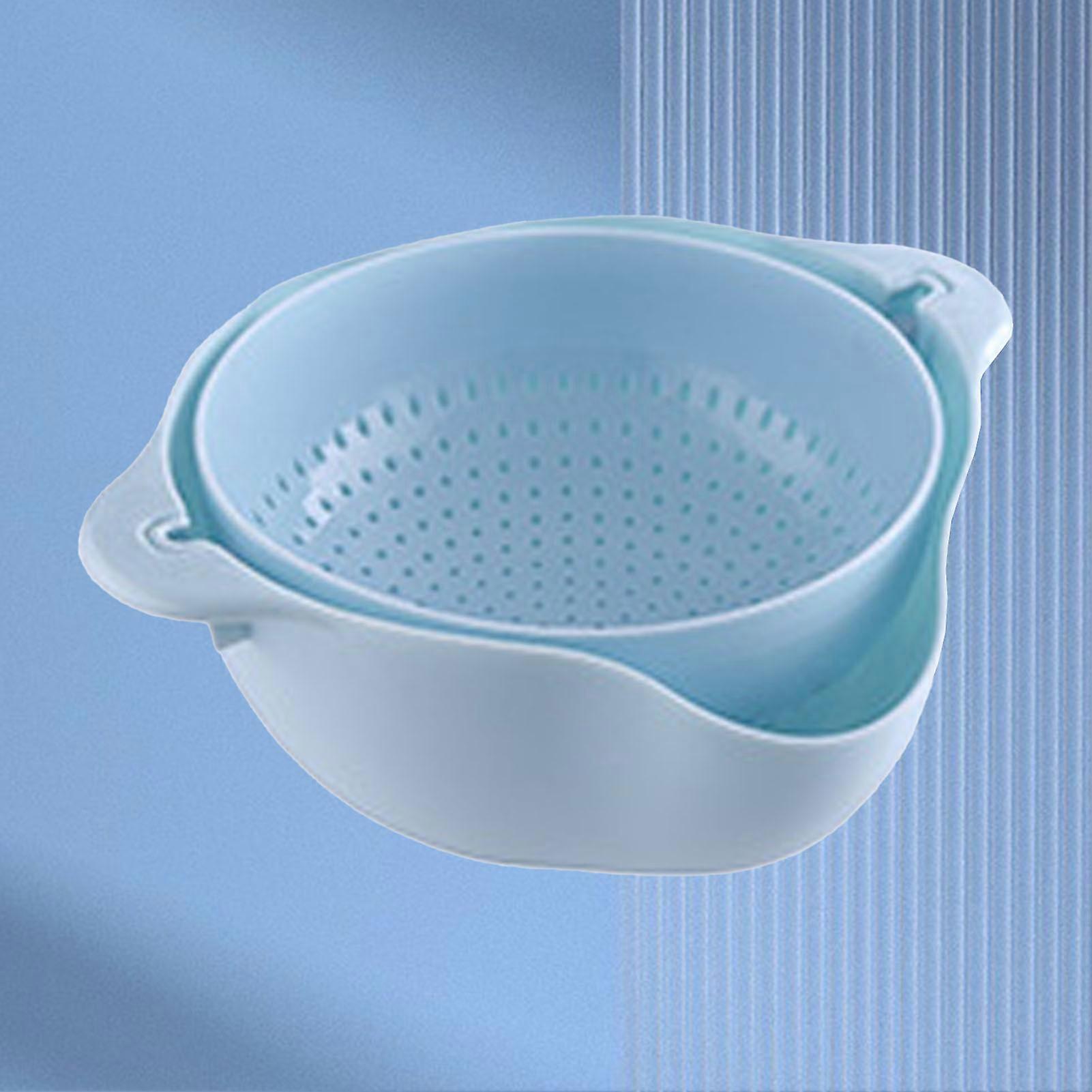 Rotating Double Layer Vegetable Washing Basket Blue 200g Lightweight