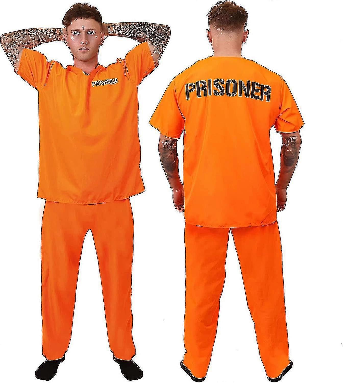 Orange Prisoner Costume Set for Adults