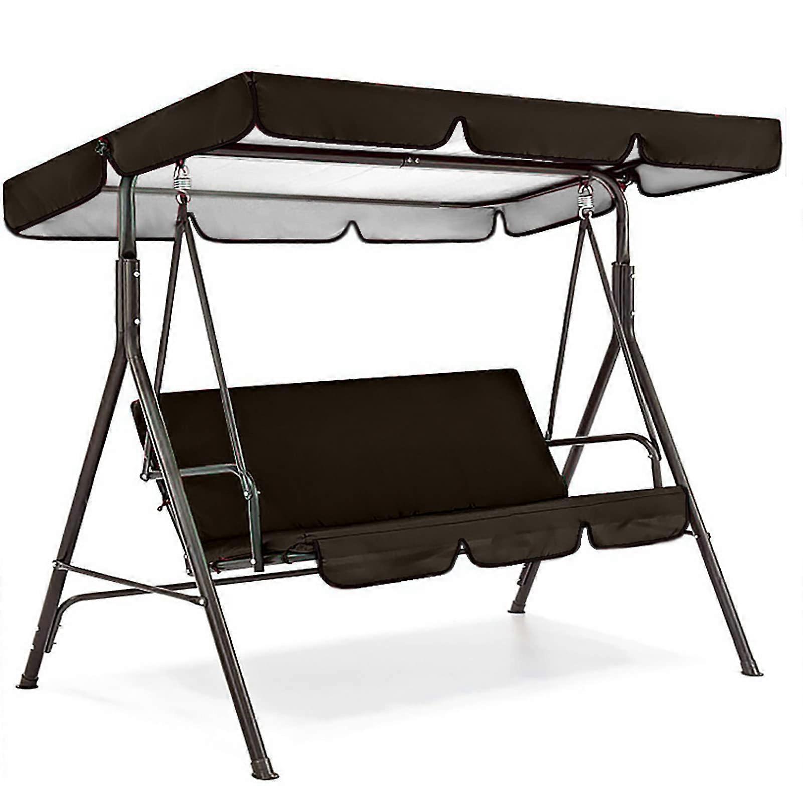 Outdoor 3 Seater Swing Chair Canopy Cover Replacement Black 249x185x18cm 150x50x10cm For Garden Oasis Patio Swing