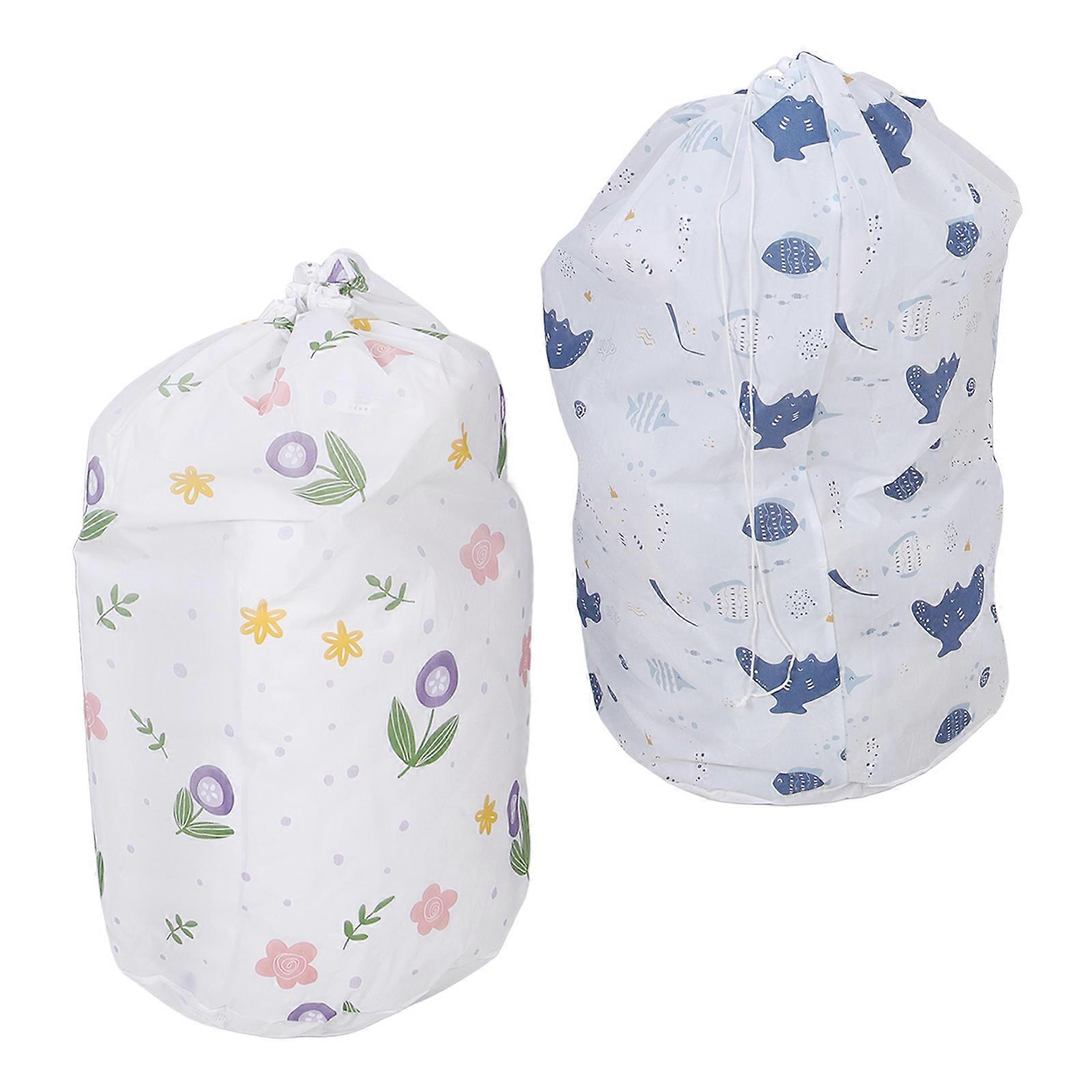 Quilt Drawstring Bag 2Pcs Assorted Color Dustproof Storage Pouch Ideal For Organizing Blankets And Quilts At Home