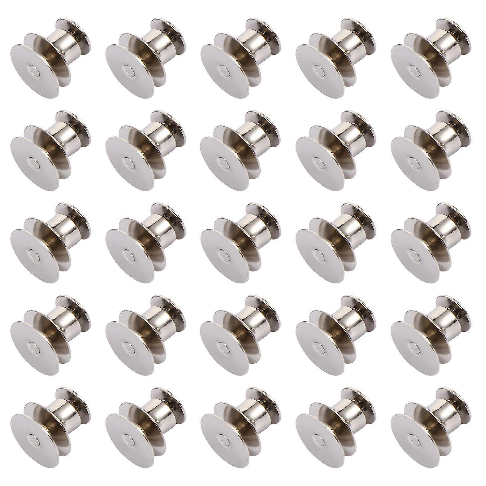 50 Sets Flat Fastener Clutch Tie Tacks with Clutch Back Copper Material Silver Color 10mm