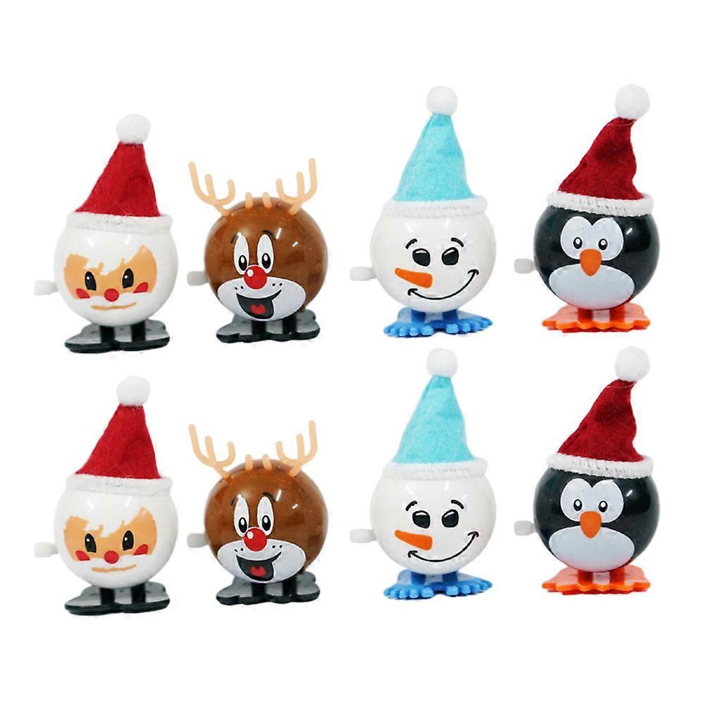 8Pcs Christmas Holiday Clockwork Toy Set For Kids Wind-up Picnic Fun