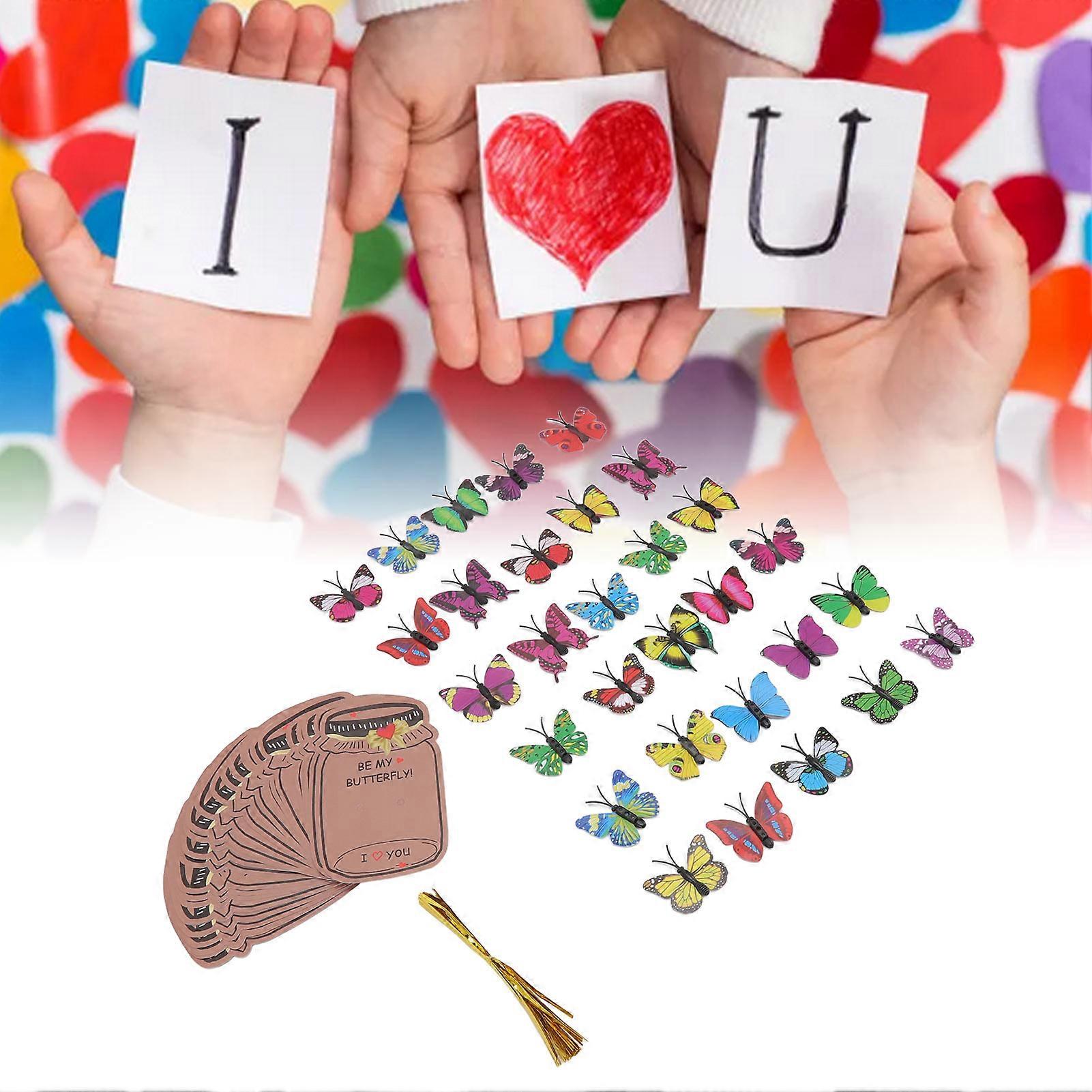 Valentine's Day Gift Card Set Smooth Surface Colorful Beautiful Greeting Cards Set for Exchanging Butterfly 