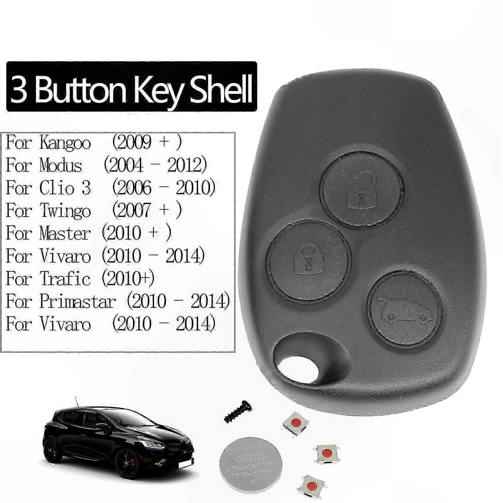 Replacement Key Fob Shell for 2/3 Button Vehicles - Compatible with  and Dacia Models