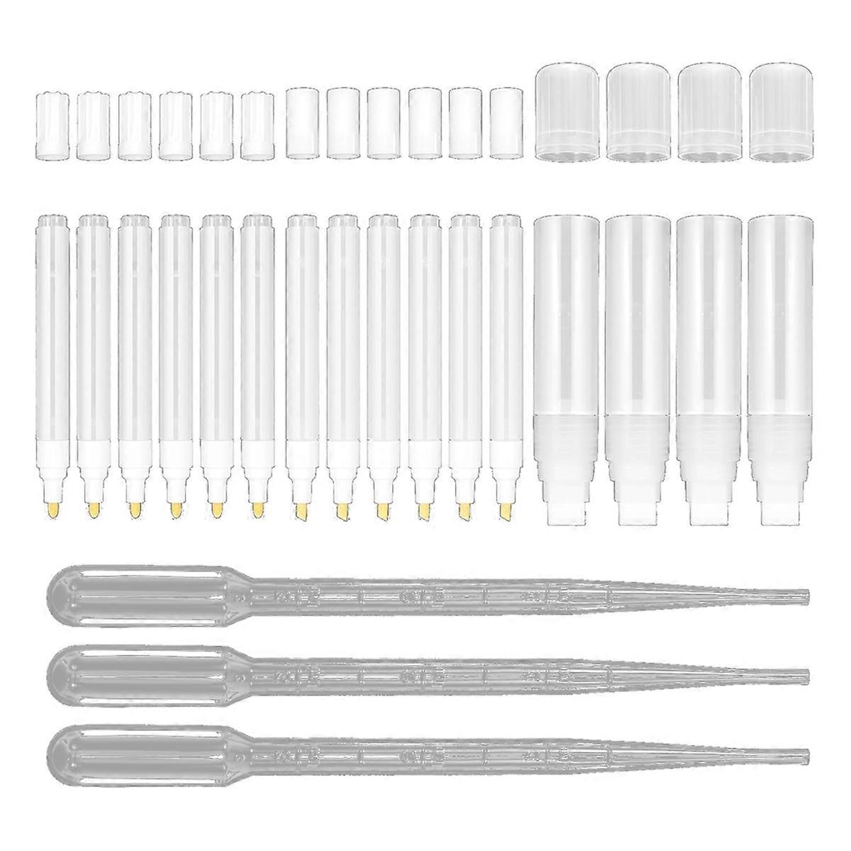 19Pcs Refillable Paint Markers Empty Touch Up Pens