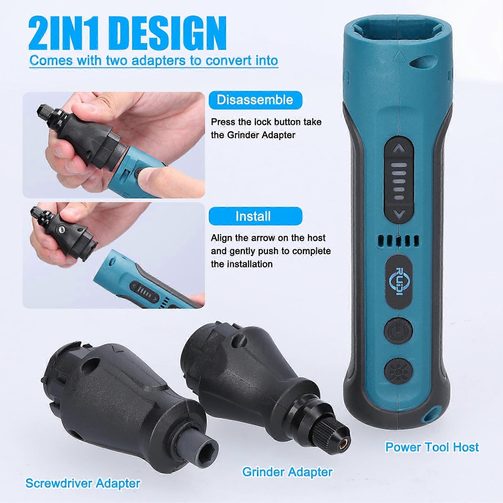 2in1 Cordless Type-C Rechargeable Mini Power Tool Set, 2Pcs Bits