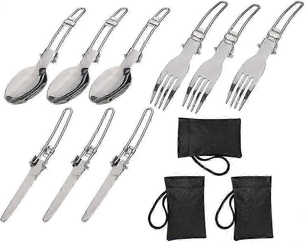 Camping cutlery set of 3 (fork/knife/spoon)