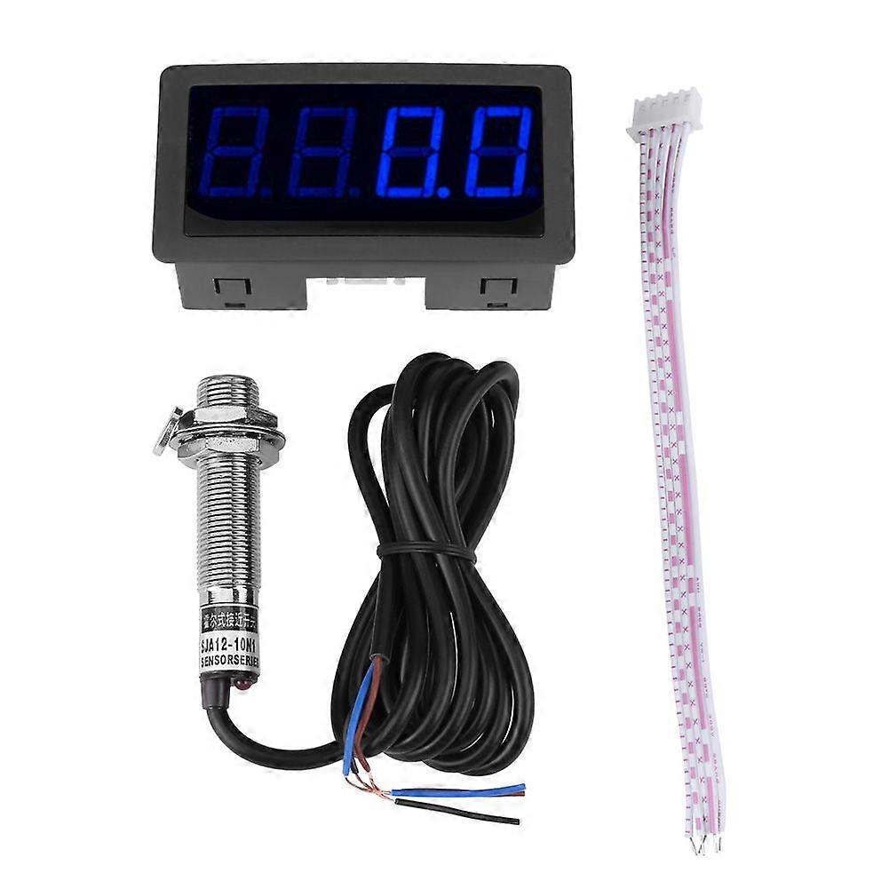 4 Digital LED Tachometer RPM Speed Meter  Hall Proximity Switch Sensor NPN(Blue)