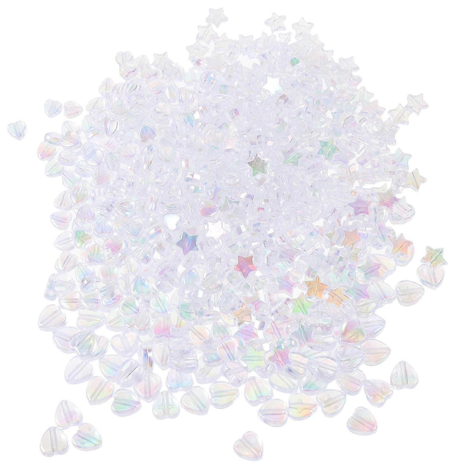 Acrylic Beads Heart and Star Shape for Craft Making 1600Pcs Assorted Color