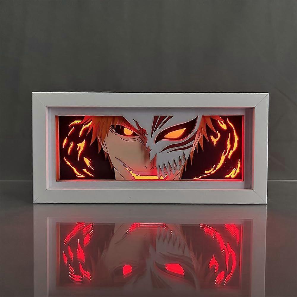 Kurosaki Ichigo Anime 3D Paper Carving Light Box RGB 7 Color Changing Table Lamp Type 2 Anime Paper Sculpture