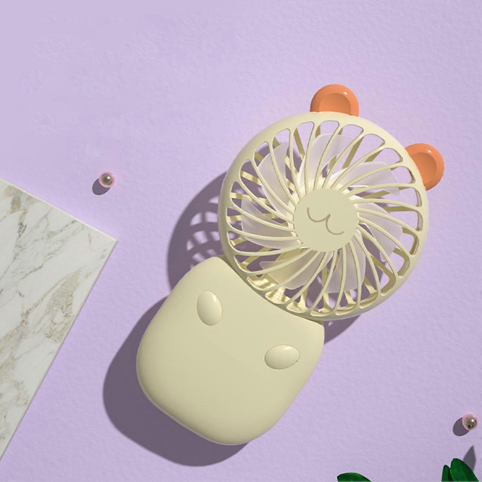 Portable Mini Handheld USB Fan, Rechargeable, Cream Yellow, 130g