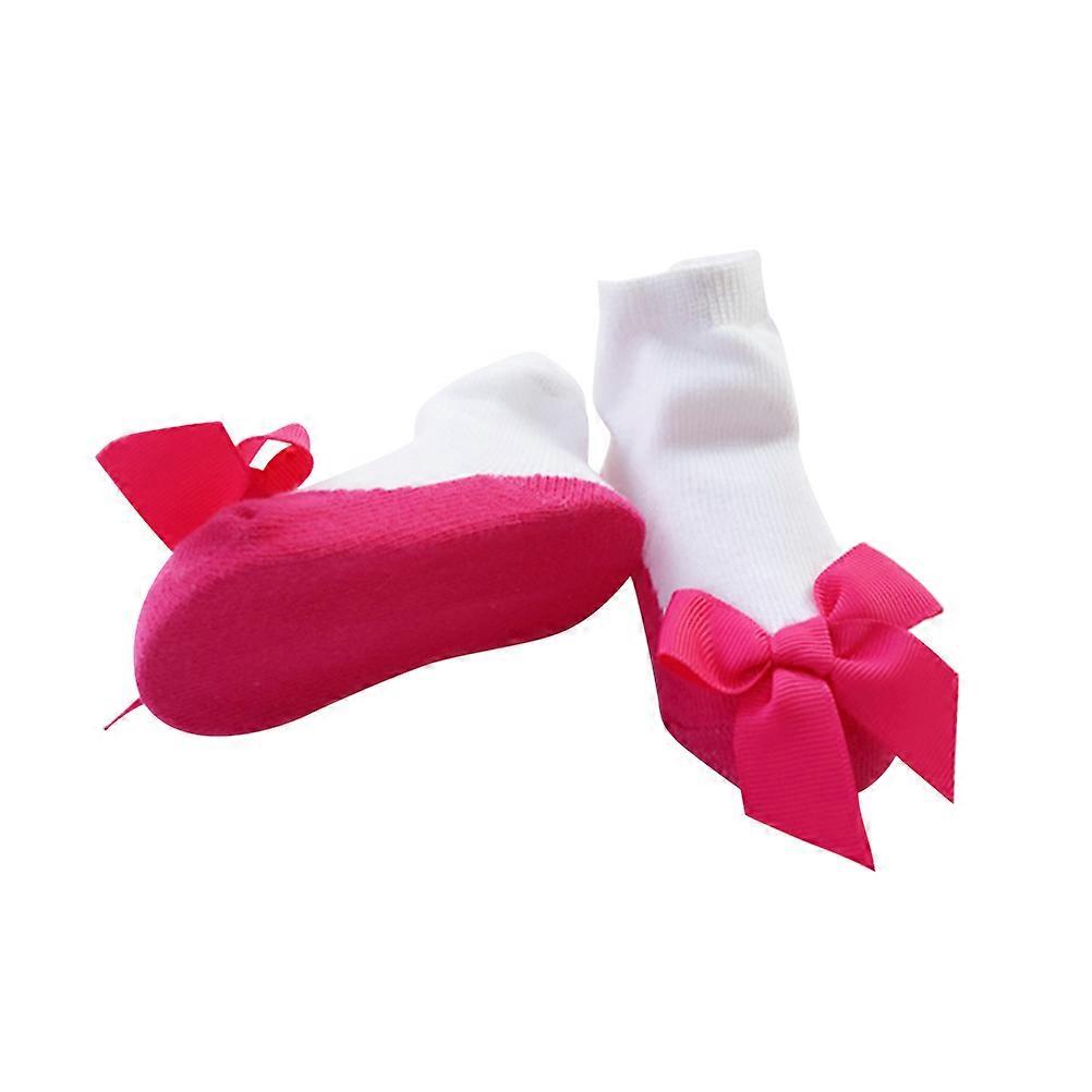 Newborn Baby Socks Bowknot Cotton Socks for Infant Rosy Color