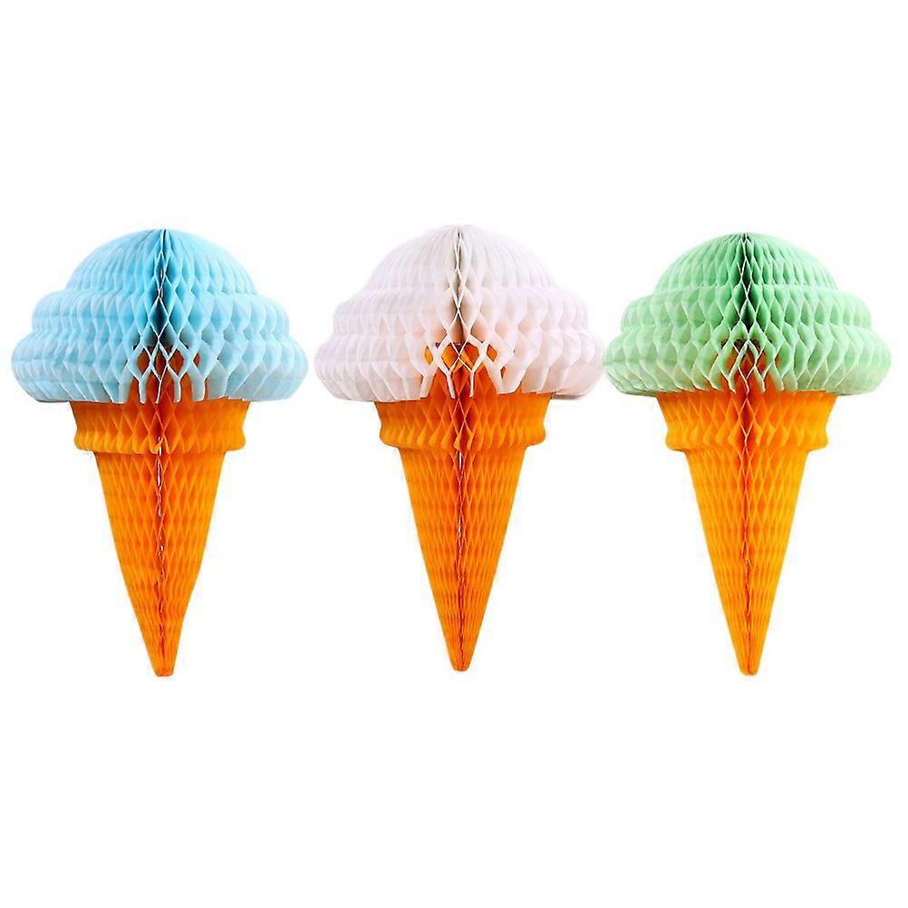 Ice Cream Decoration Ball Hanging Paper Ice Cream 3Pcs for Party Decoration