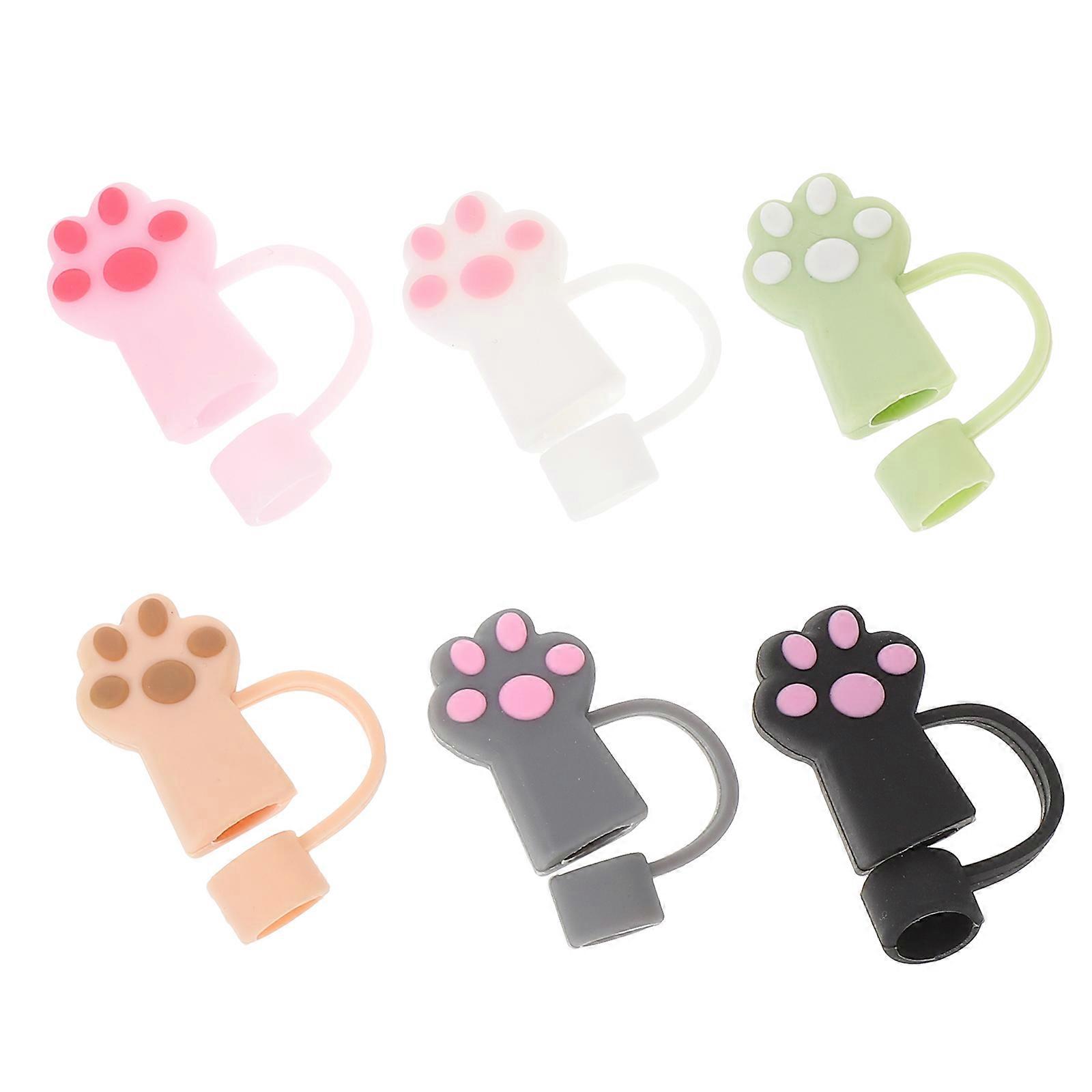 Silicone Cat Claw Straw Plugs Dustproof Drinking Straws Tips Adults 6Pcs