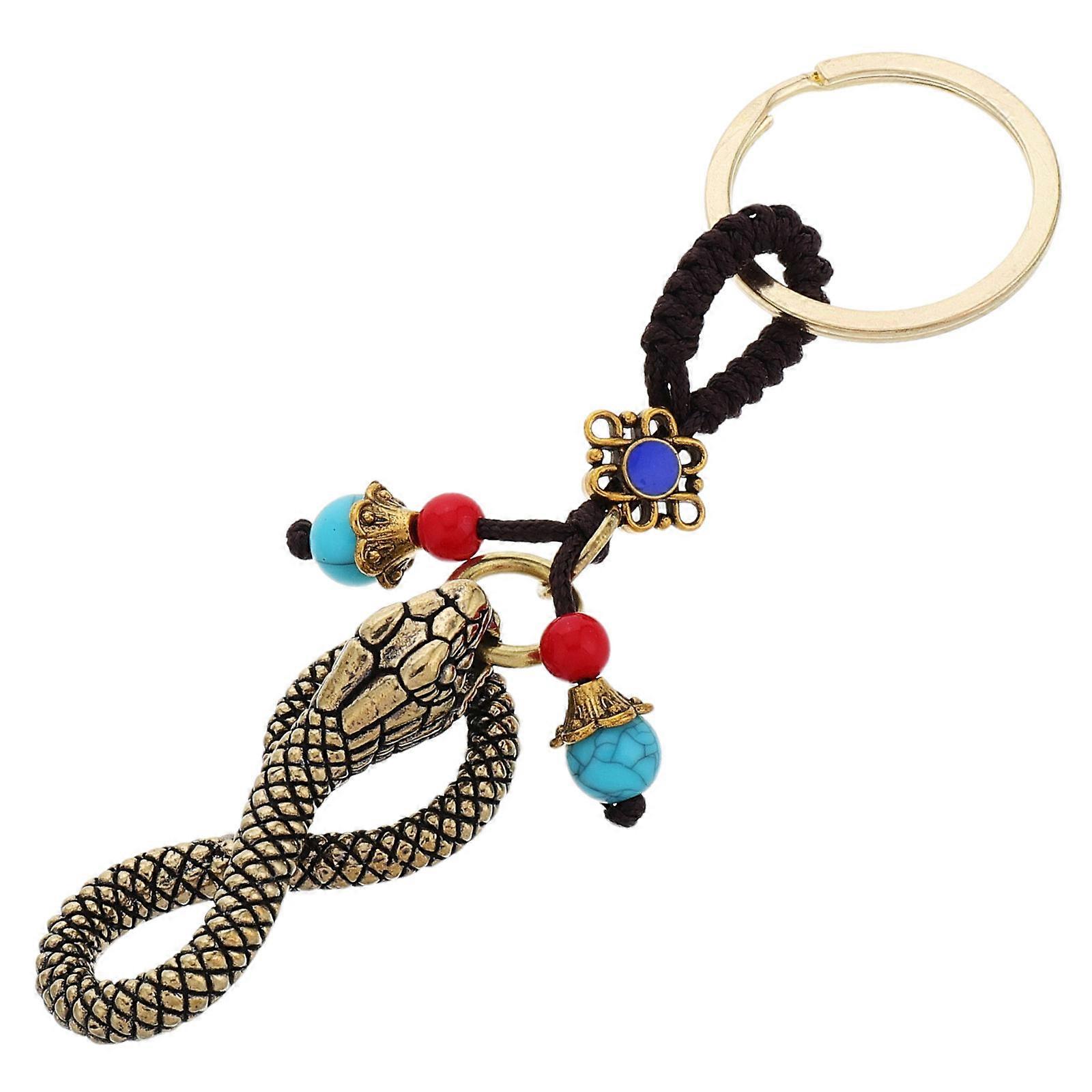 Snake Keychain Pendant for Decoration 4Pcs Metal Feng Shui Good Luck Charm