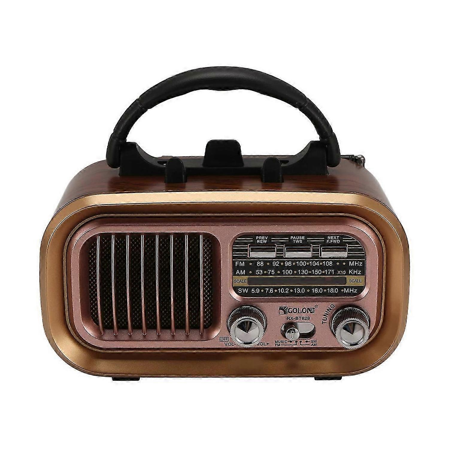 Retro FM/AM/SW Radio Full Band Portable Radio Receiver Wireless Bluetooth Speaker MP3 Player Suppor