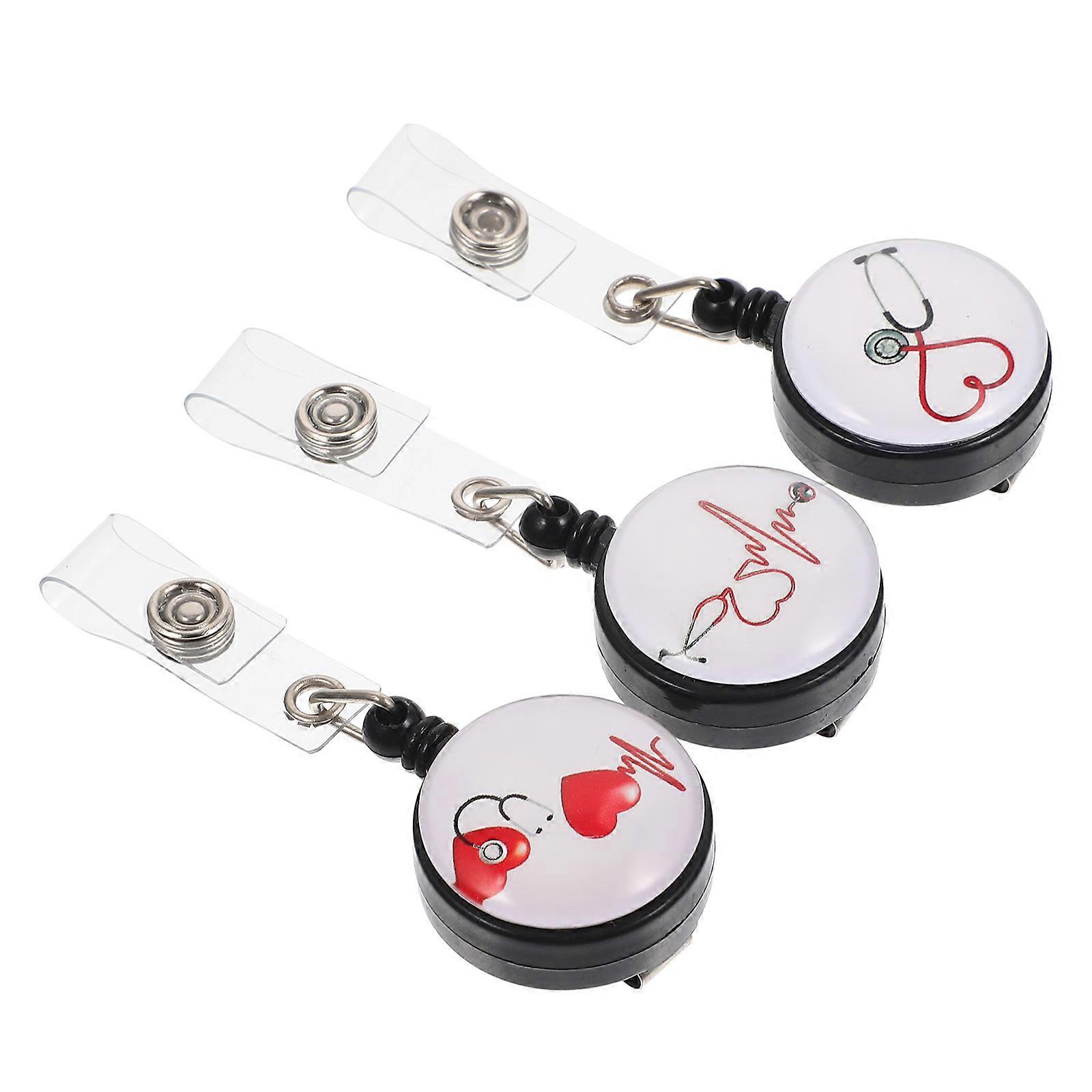 Badge Reels Nurse Id Badge Holders Retractable Trade Shows Abs Multi Function 3Pcs