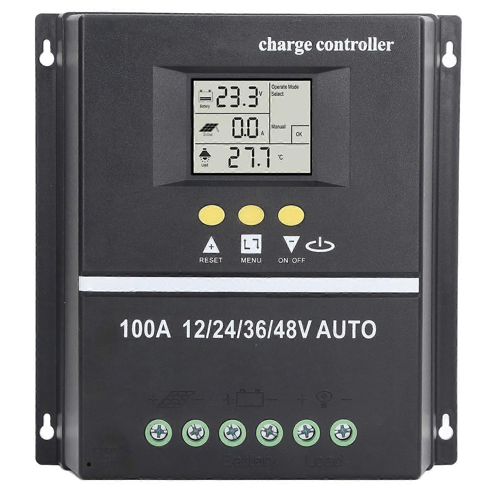 MPPT Solar Charge Controller with Dual USB Ports Backlit LCD Display 12V 24V 36V 48V Adjustable Solar Panel Regulator