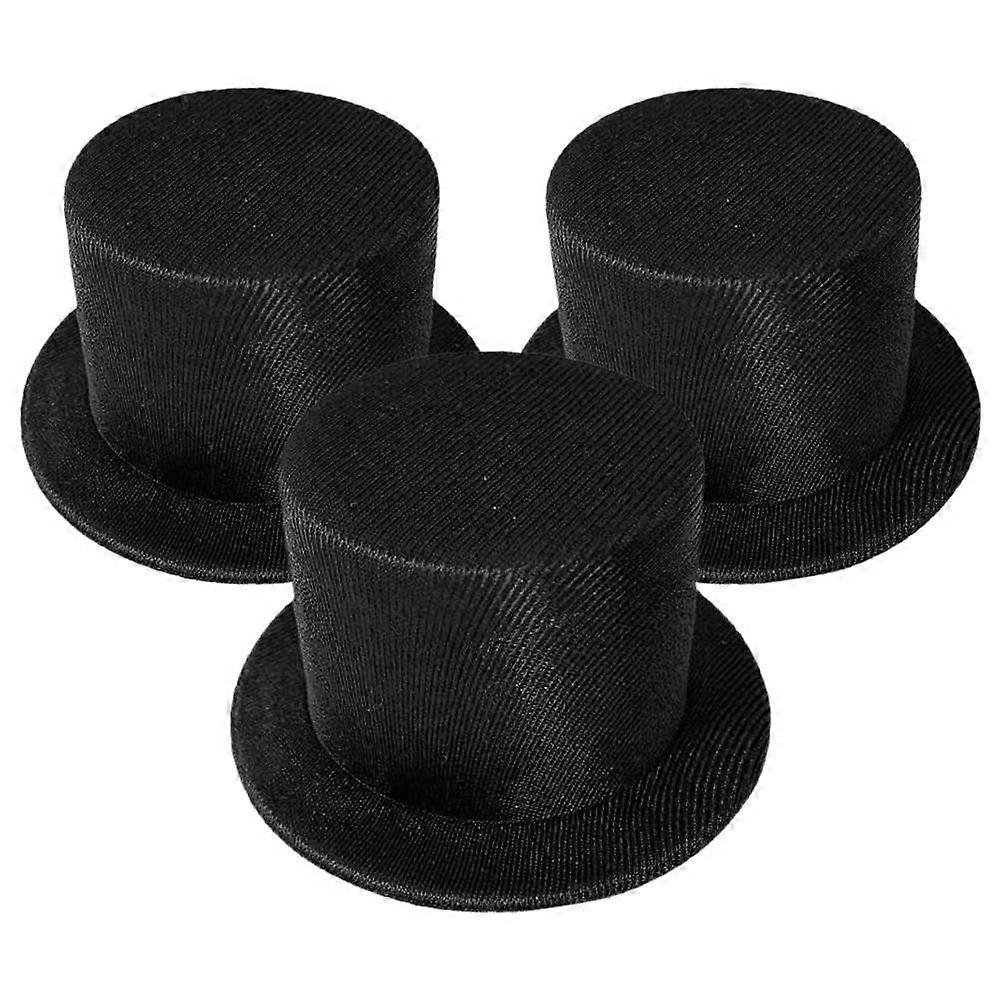 Mini Snowman Hat Craft Material For Doll Snowmen And Pets In Black Color For DIY Projects 3Pcs