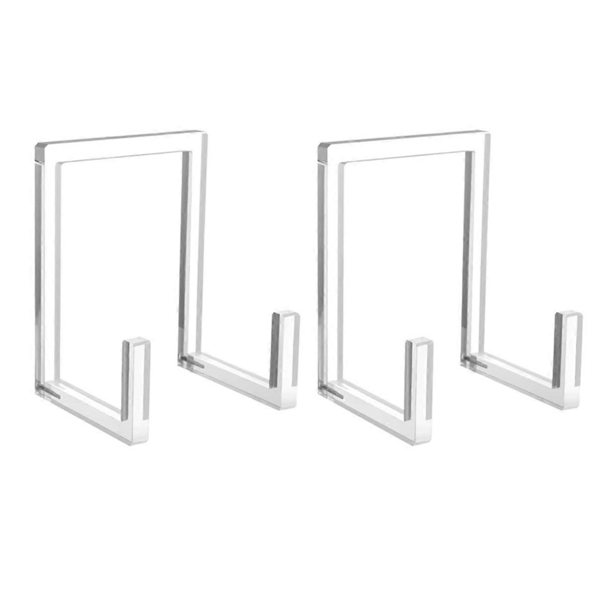 Plate Stand for Display, Clear Acrylic Square Holder Stand Tabletop Picture Frame Stand Easel for Book, 2Pack