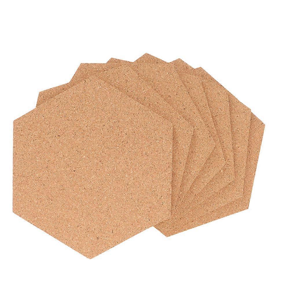 Brown Hexagon Cork Board for Wall Cork Board Use 4Sets Self-Adhesive