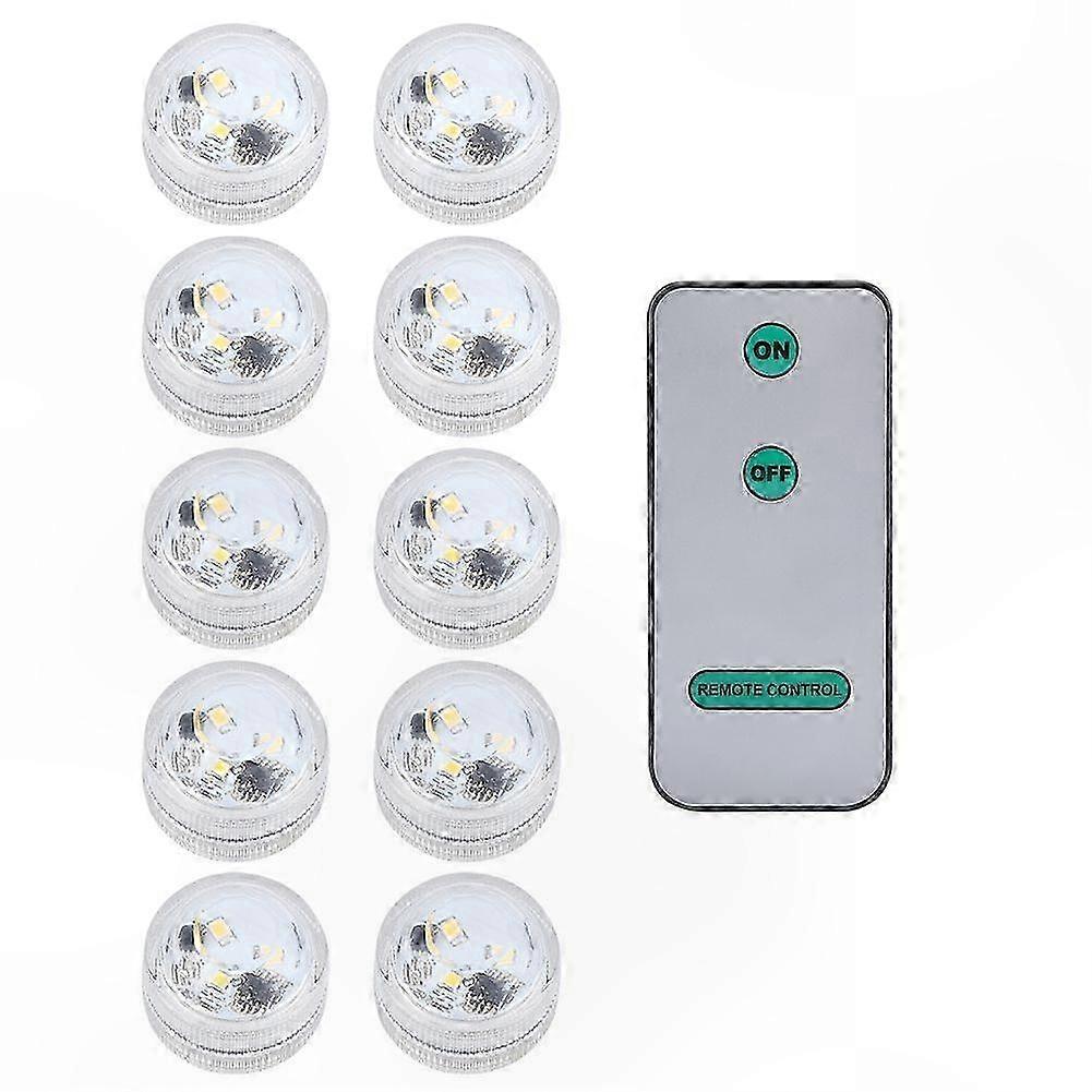 10pcs Waterproof LED Candle Lights, Submersible, Remote Control, Warm White