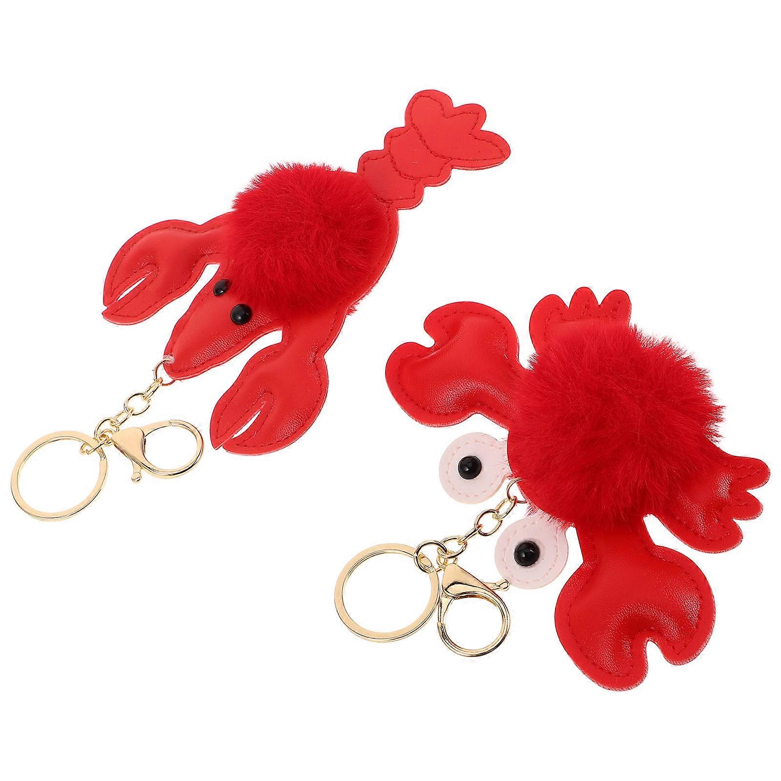 Lobster Plush Keychain for Decor 4Pcs Soft Plush Toy Key Ornament Set