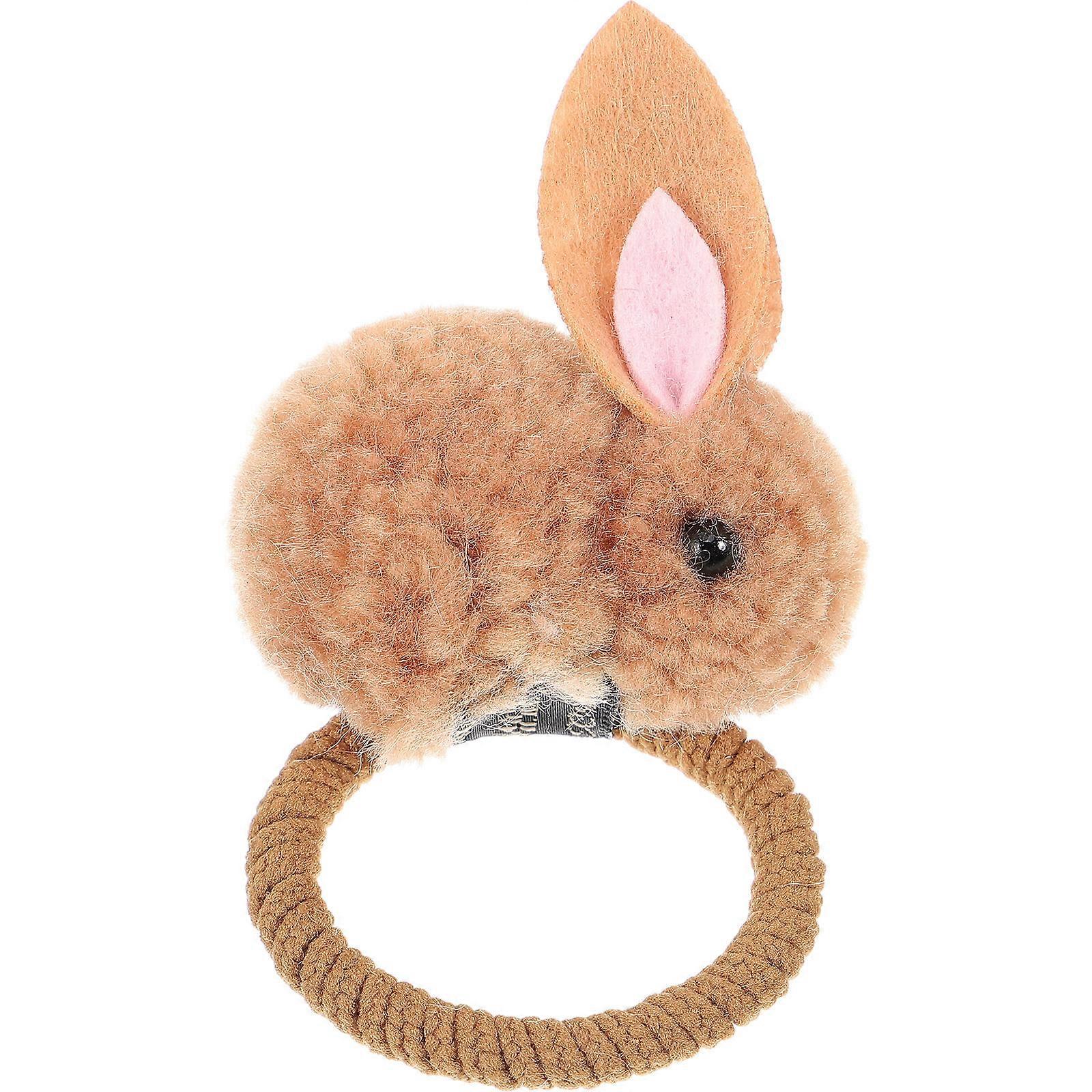 Rabbit Hair Tie Stretch Hair Ring for Ponytail Holders Yellow Elastic