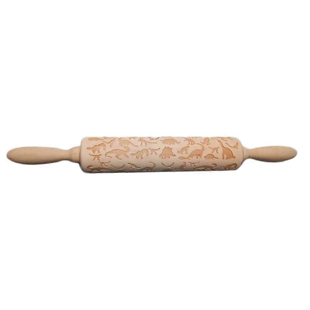 Embossing Rolling Pin Wood for Home Use 2Pcs Dinosaur Pattern Tool