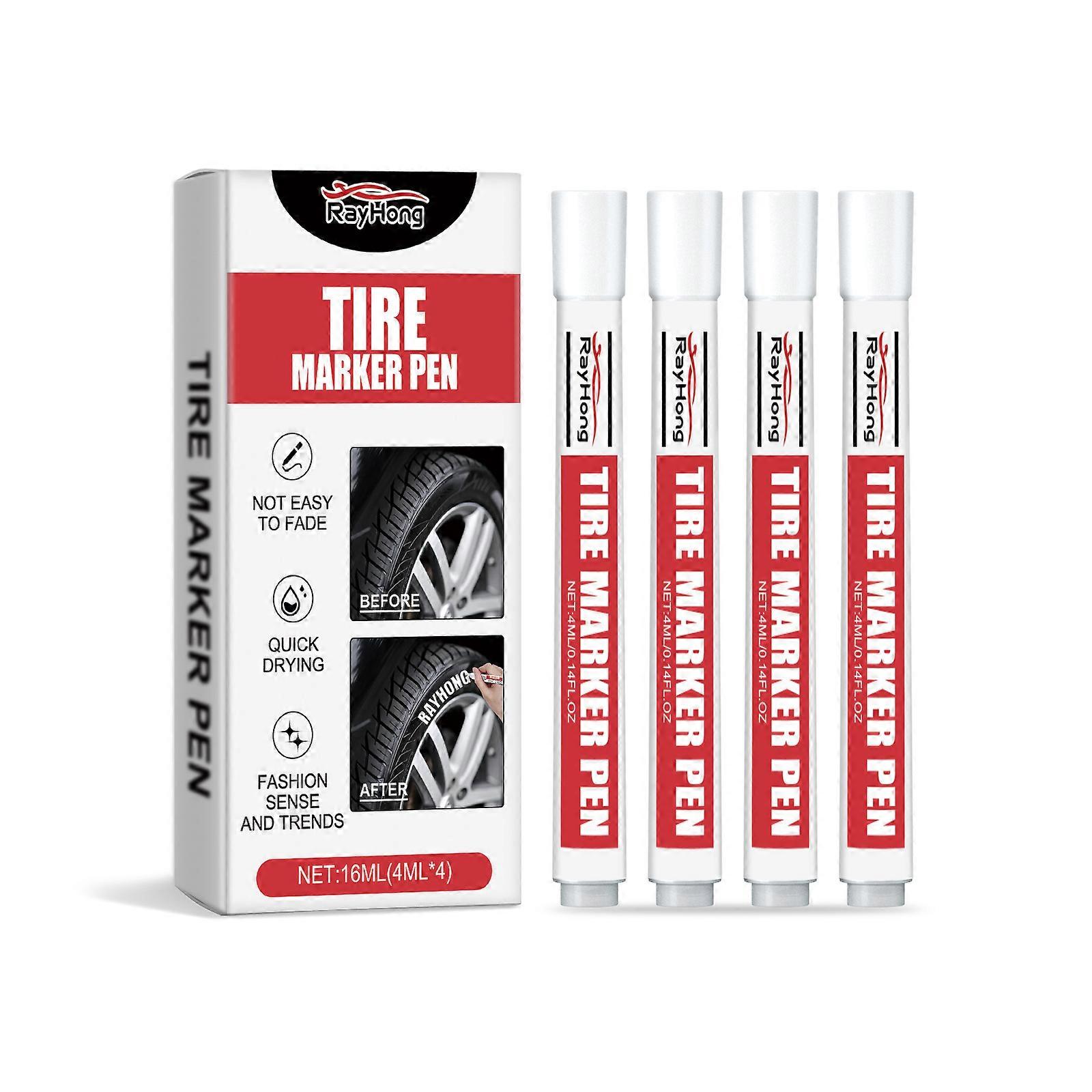 Rotulador para neumáticos de coche, a base de aceite, resistente a la decoloración, creativo, para pintar neumáticos de coche, 16 ml (4 ml x 4)