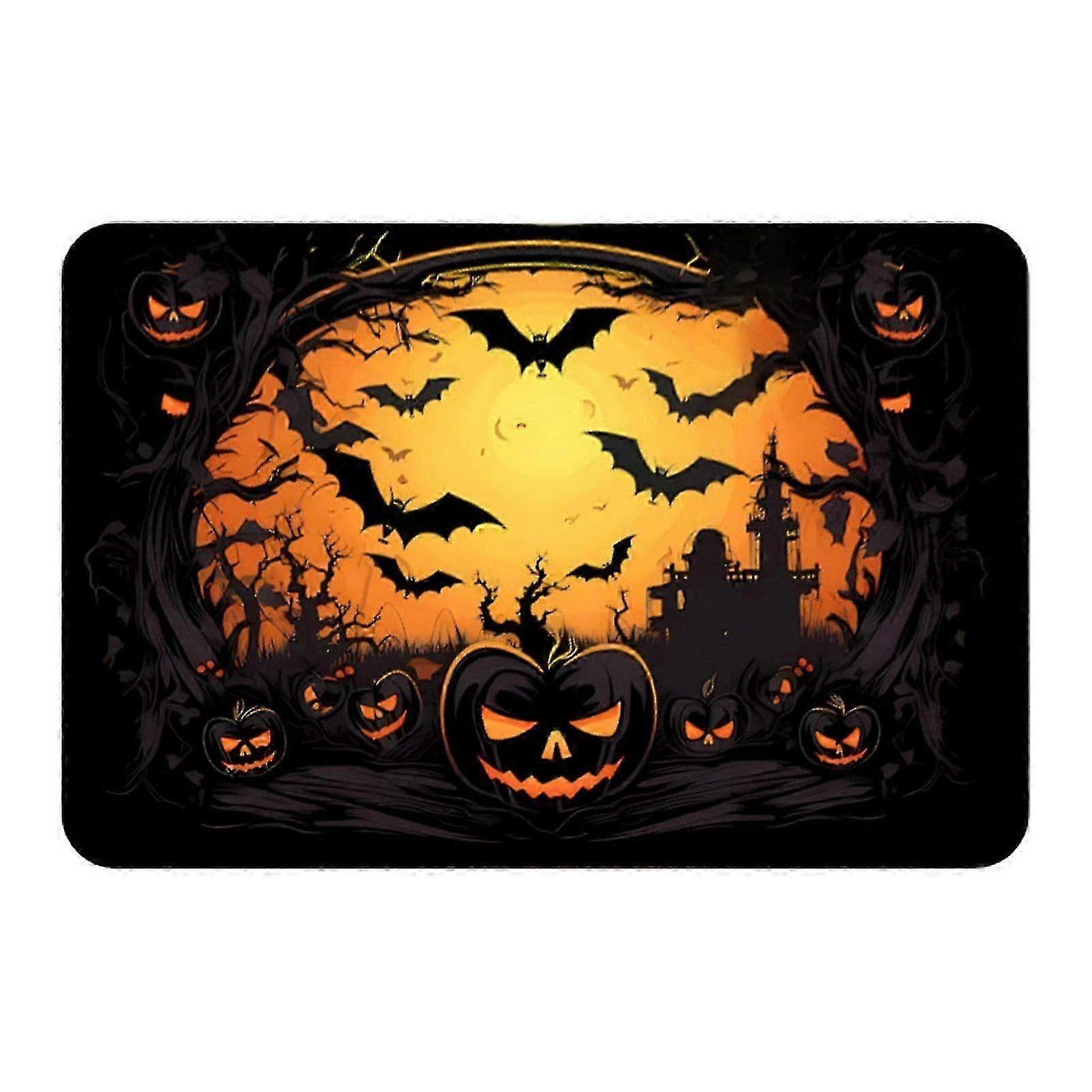 שטיח ליל כל הקדושים שטיח אמבטיה שטיחון רצפה סופר סופג נגד החלקה נגד החלקה הדפס עטלף דלעת רב תכליתי קישוט מסיבת ליל כל הקדושים שטיח מטבח