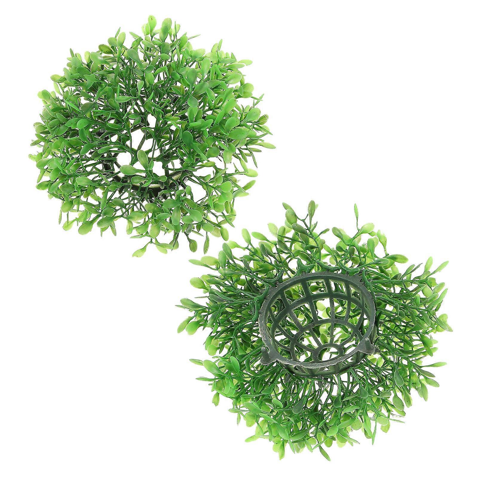 Plastic Artificial Plant Balls for Decoration 2Pcs Green Leaf Balls