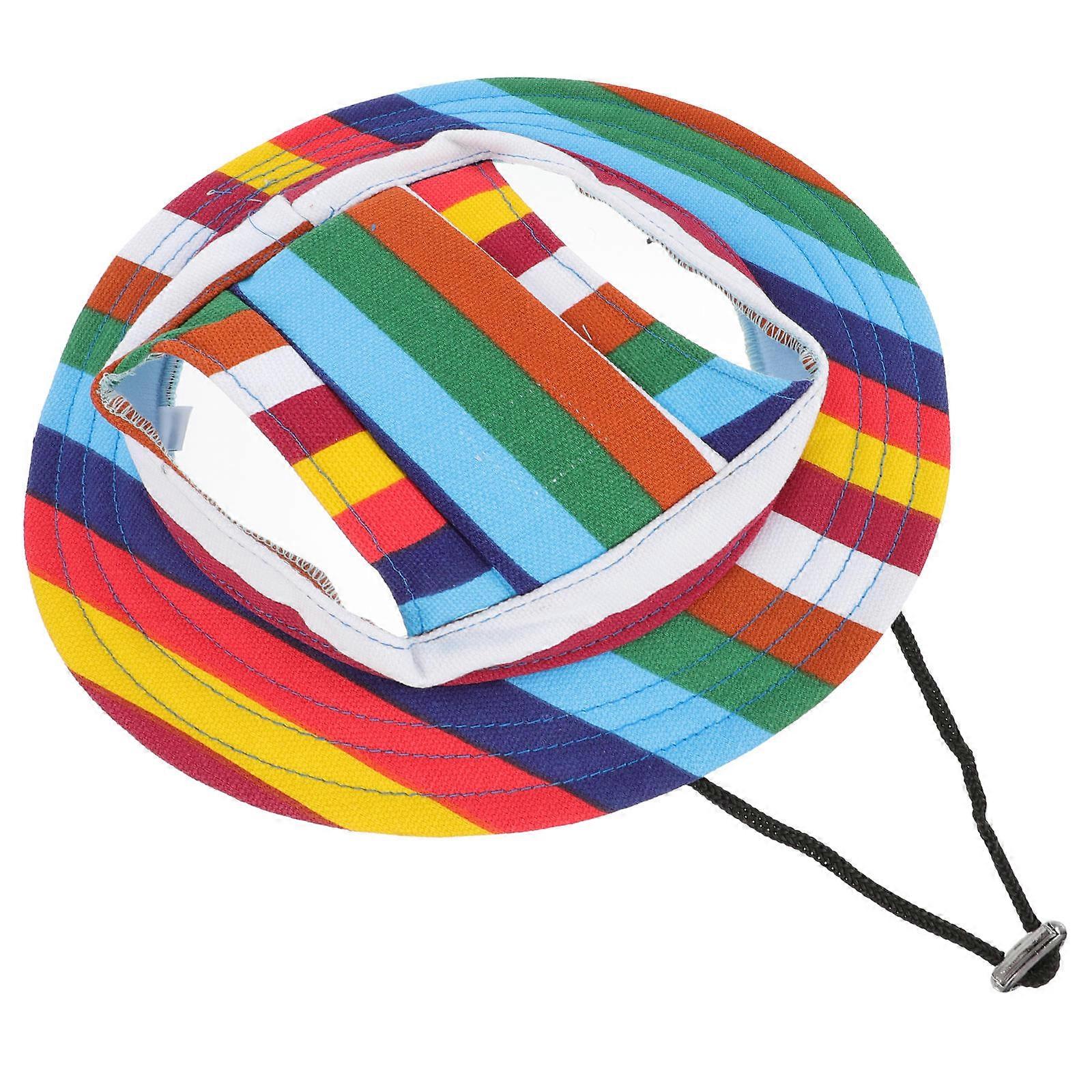 Cat Sun Hat Pet Summer Round Brim Hat with Adjustable Strap 2Pcs