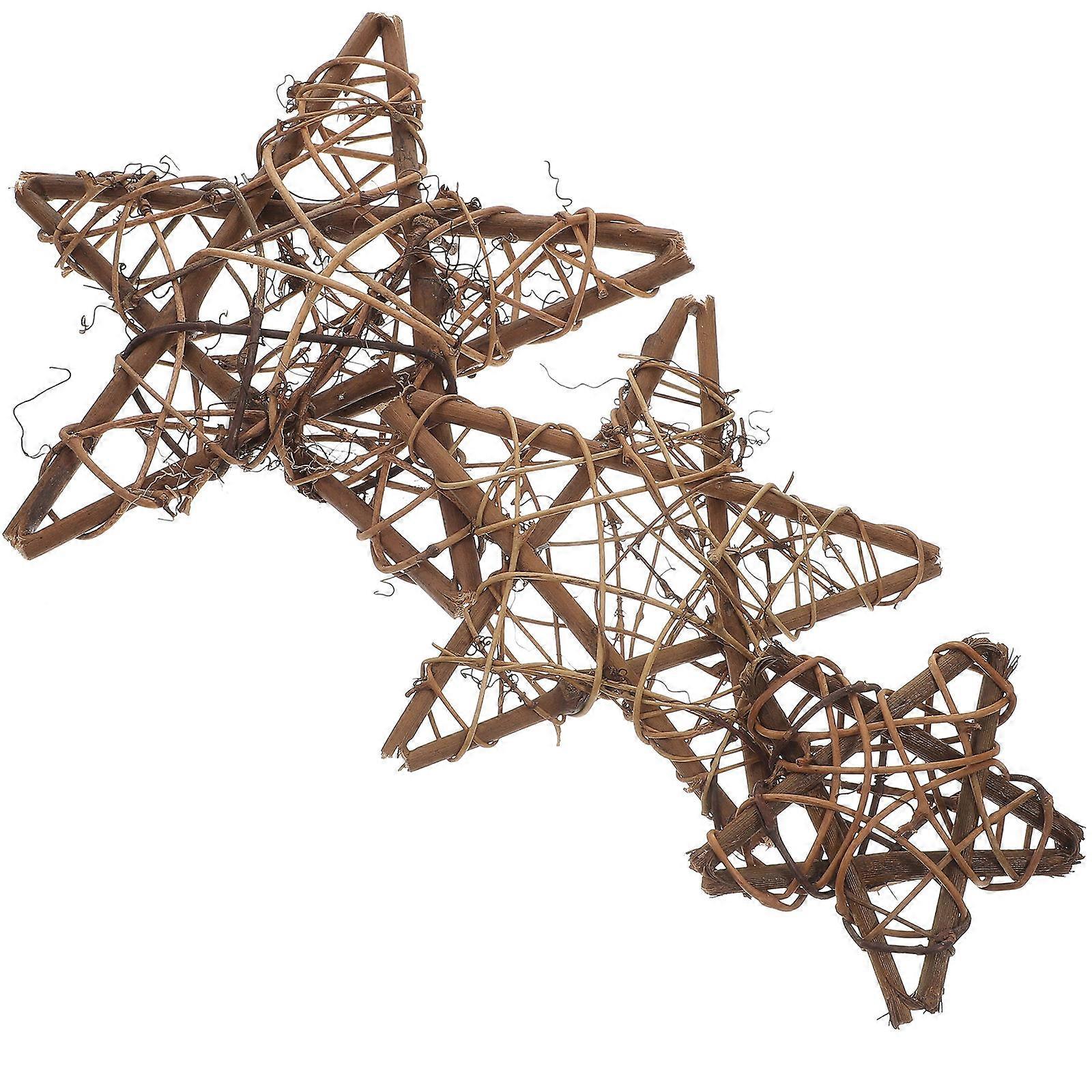 Coffee Rattan Wreath Star Shape for DIY Use 15Pcs Set