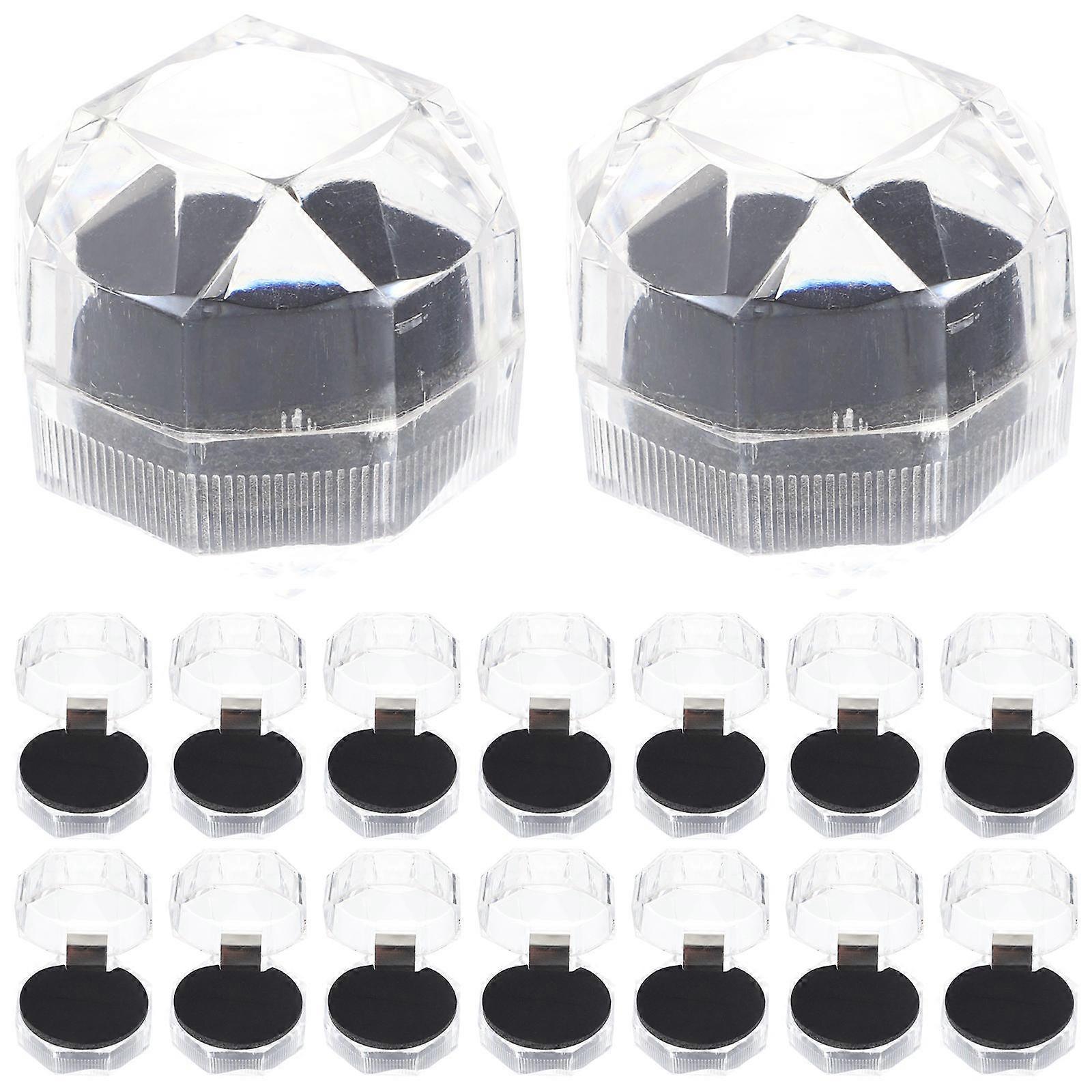 Ring Cases Transparent Engagement Ring Boxes for Wedding 100Pcs Organizer
