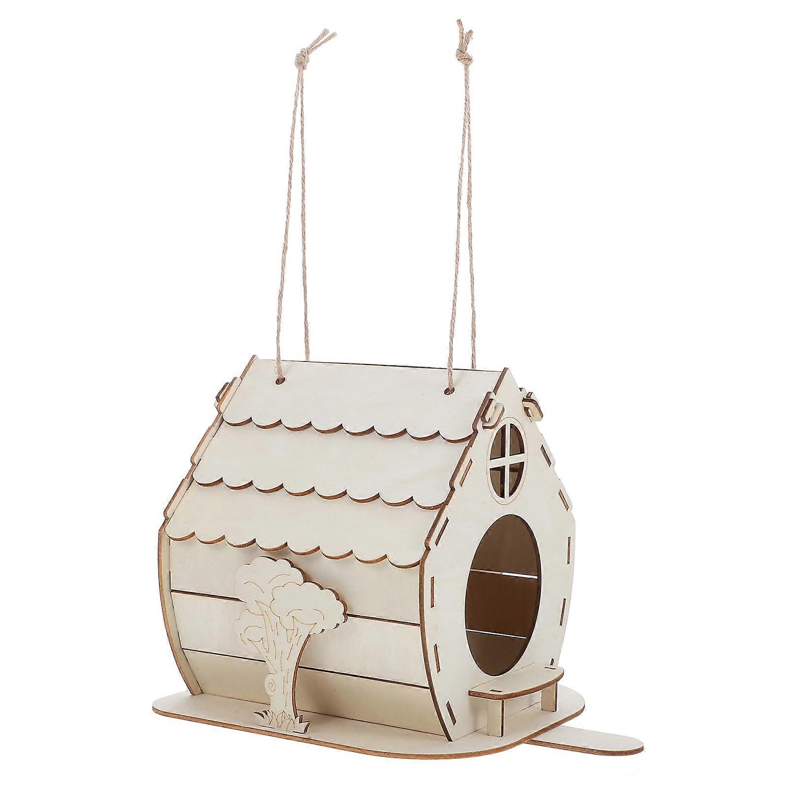 Wooden Bird House for Garden Use Hanging Nest 2Pcs Kit